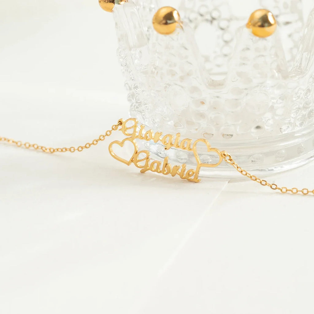 Custom Couple Name Hearts Necklace