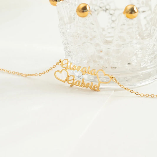 Custom Couple Name Hearts Necklace