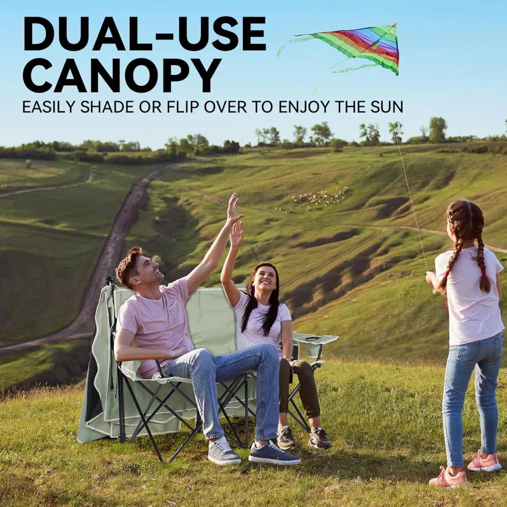 Double Beach Chair With Canopy Shade