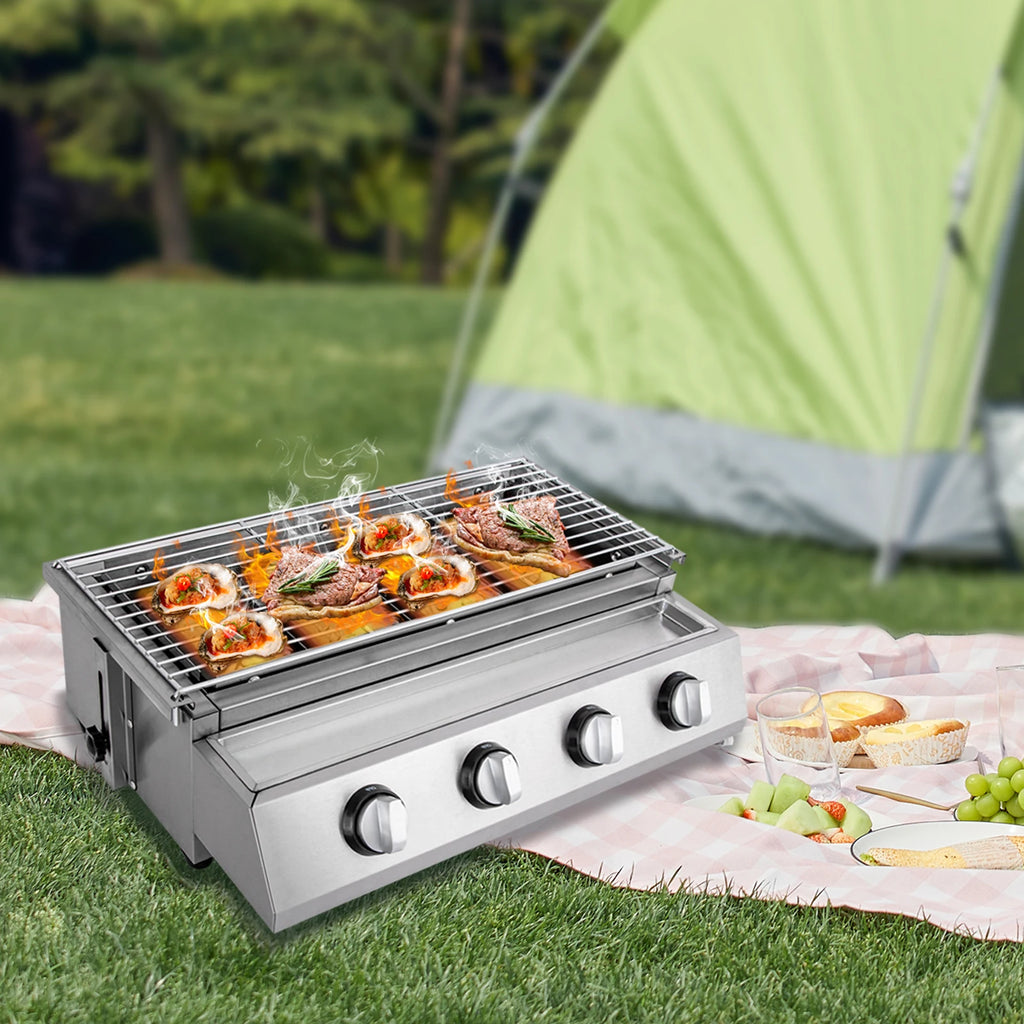Stainless Steel Smokeless Barbecue Grill 4 Burners LPG