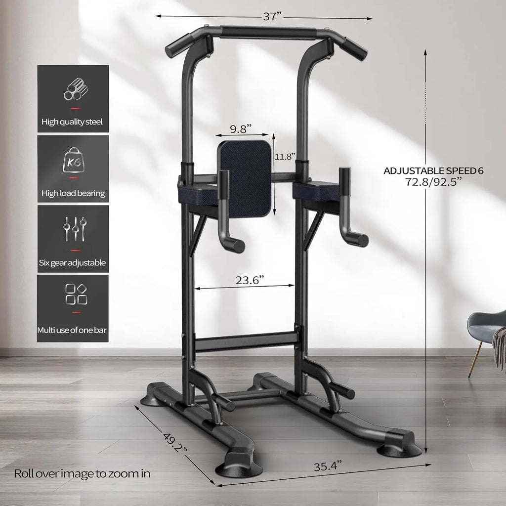 Adjustable Height Pull Up & Dip Station Multi-Function Home Strength Training