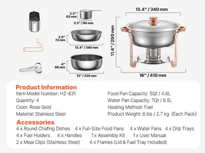 4 Pack Chafing Dish Buffet Set
