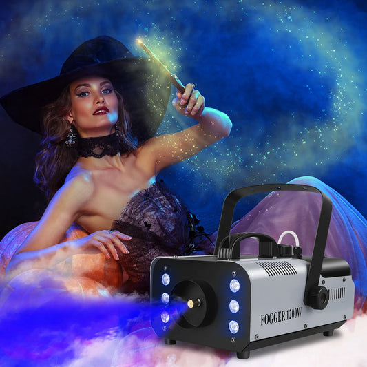1200W Fog Machine 6LEDs Remote Fogger Ejector