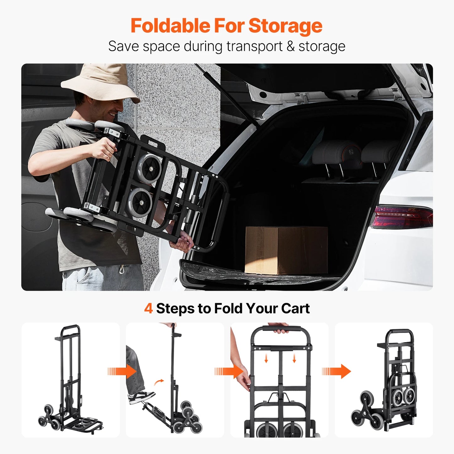 460 lbs Stair Climbing Cart Folding Hand Truck Dolly