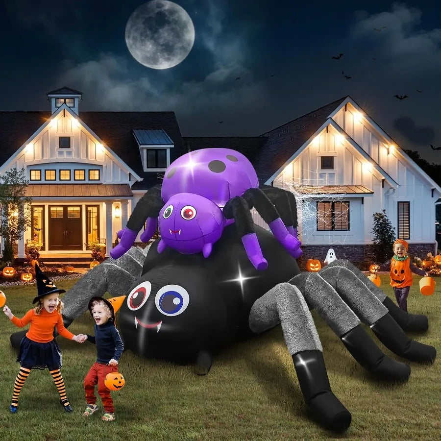 Halloween Inflatable Spider Outdoor Decorations with Builtin LEDs for Halloween Holiday Outdoor Indoor Garden Lawn Yard Party D