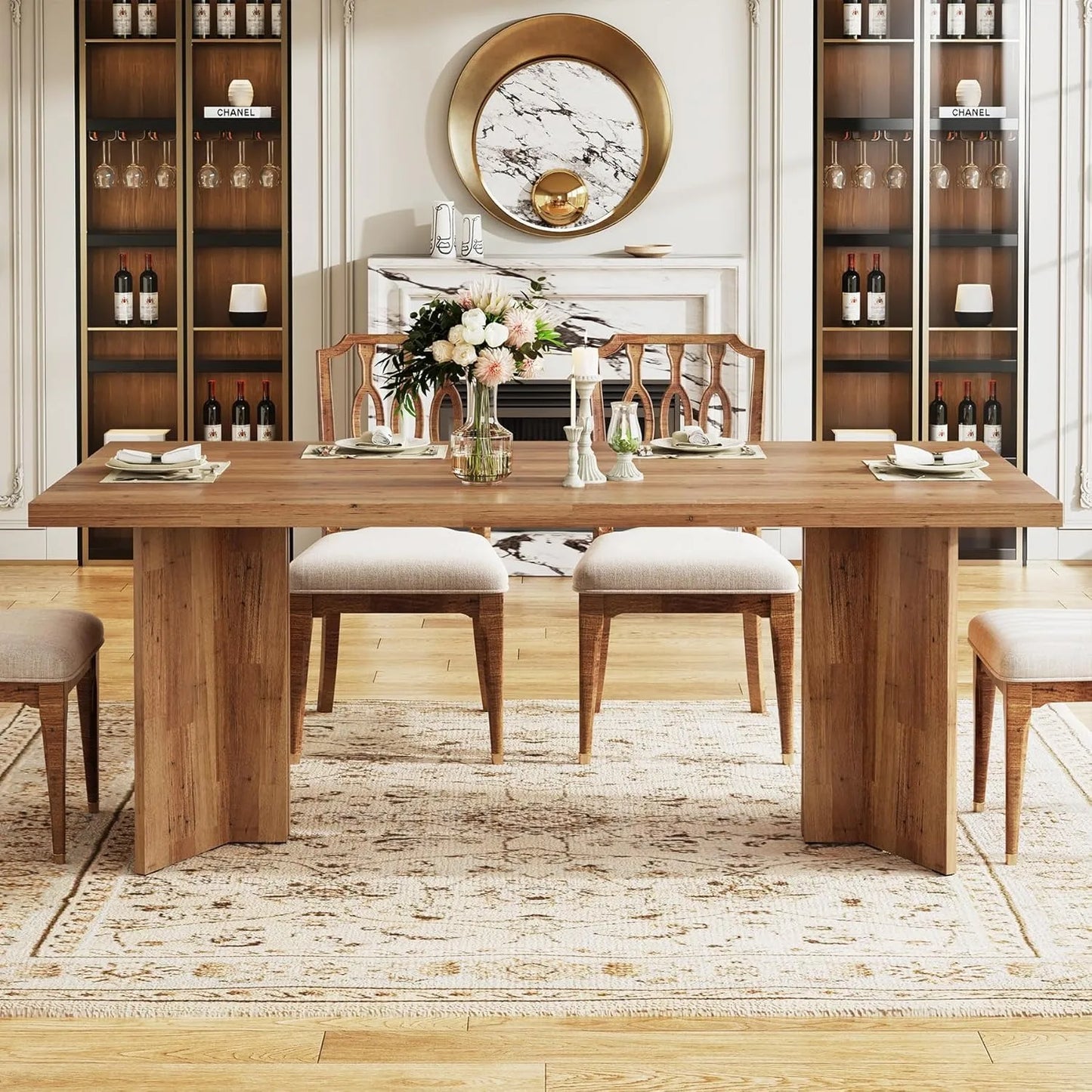 63-inch Dining Table for 4-6, Farmhouse Kitchen Table
