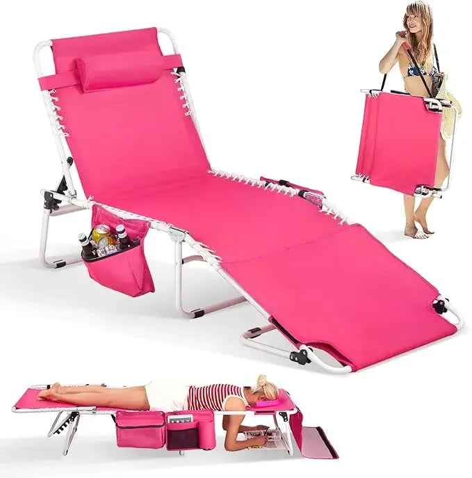 Oversized Tanning Chair with Face Hole & Carrying Bag