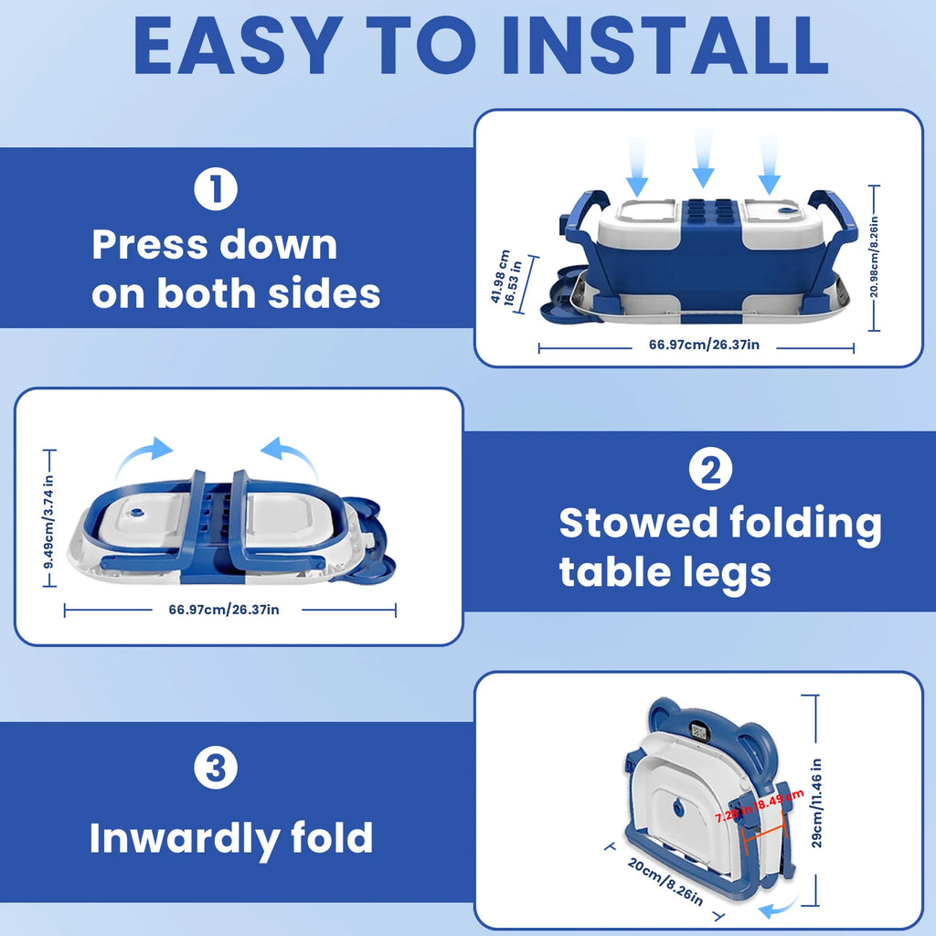Folding Baby Bath Tub with Temperature Gauge and Cushion for 0-36 Months, Portable and Lightweight for Outdoor Bathing