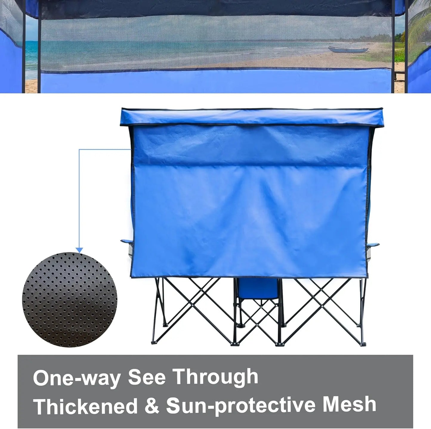 Double Beach Chair with Canopy Shade